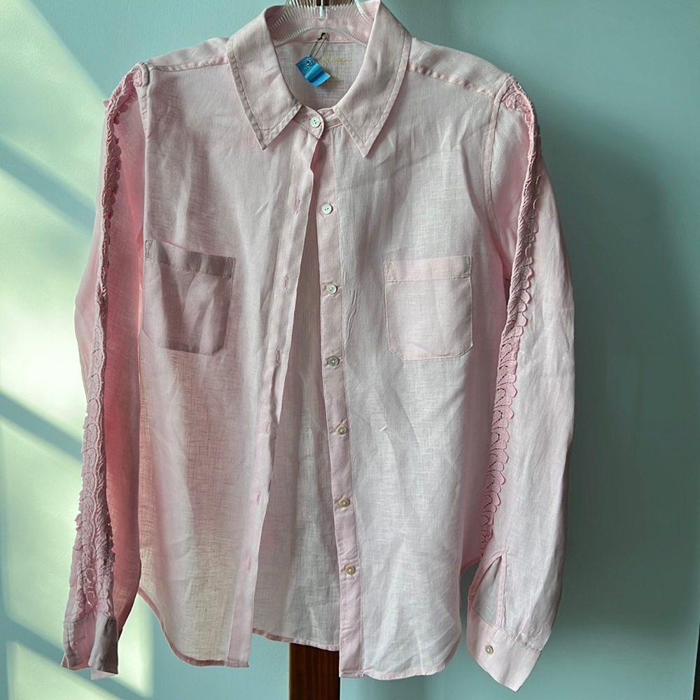 Lilly Pulitzer Pink Button Down Shirt Size Small